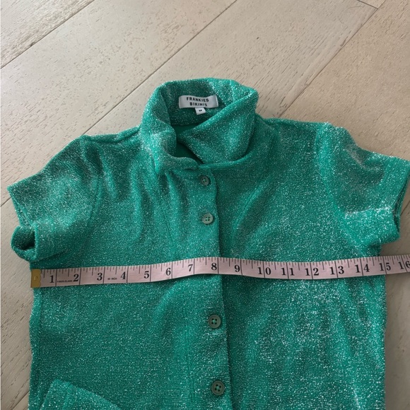 Frankies BIKINIS Romper Womens Small Rose TERRY SPARKLE Green Mistletoe Sexy - Picture 8 of 8